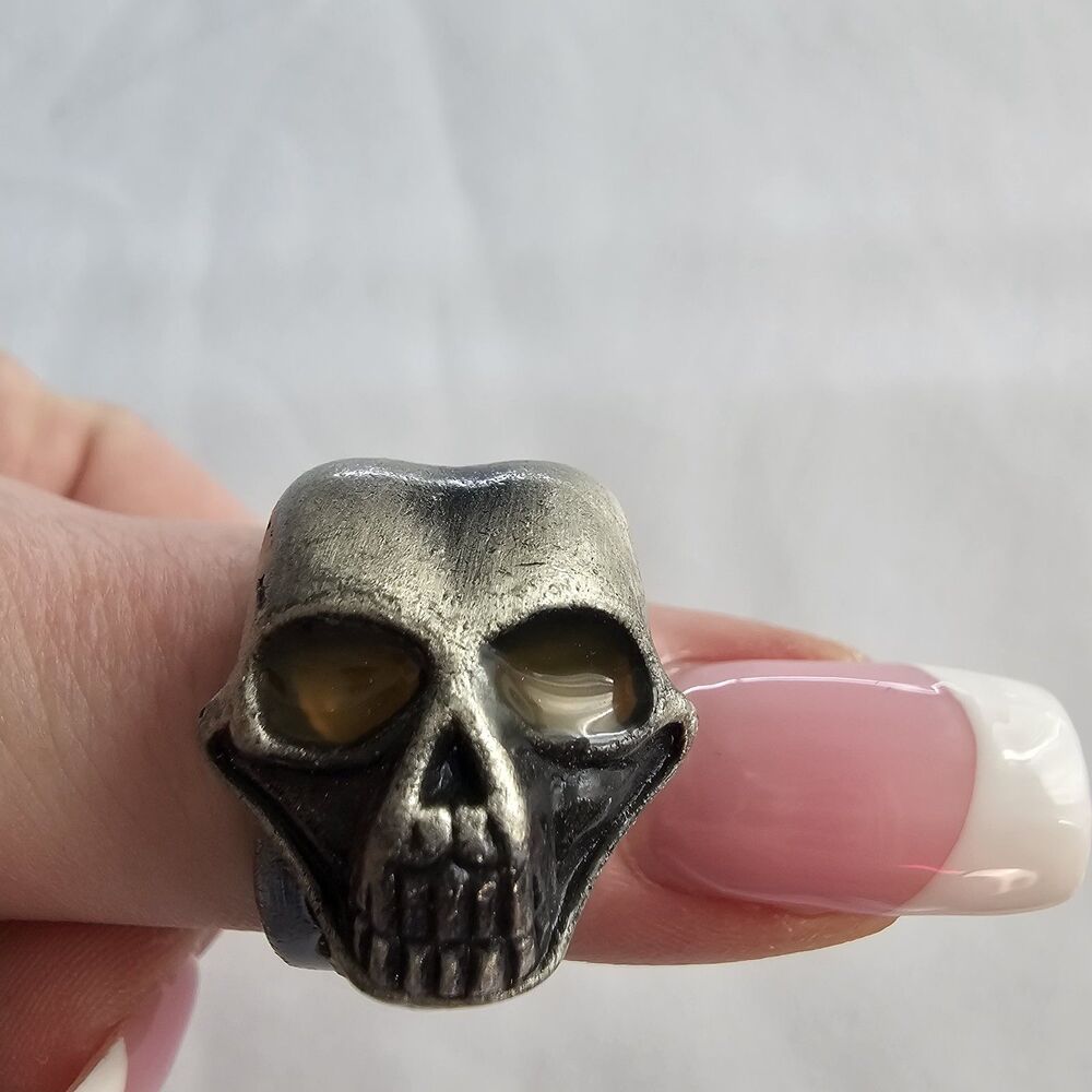 Men's Skull Biker Statement Ring Size 10
